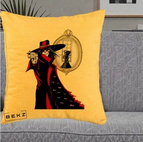 Perna Personalizata Hellsing Alucard cu Pistoale, 40x40 cm, Galben, Husa Detasabila, Perna Inclusa, BEKZ®