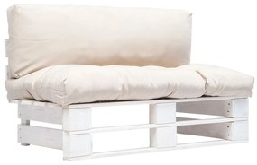 Canapea gradina din paleti cu perne nisipii, lemn de pin white and sand, 1