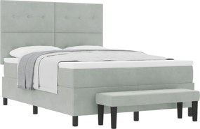 vidaXL Pat cu arcuri cu saltea Gri deschis 140 x 200 cm Catifea