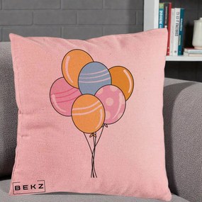 Perna Decorativa Baloane Petrecere, 40x40 cm, Roz, Husa Detasabila, Perna Inclusa, BEKZ®