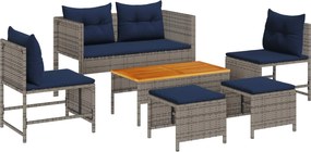 vidaXL Set de canapele pentru grădină 6 pcs Gri și albastru marin