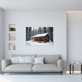 Tablou - Cabană acoperită de zăpadă (90x60 cm)