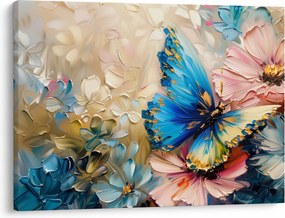 Tablou - Pictura de flori și fluturi (70x50 cm)