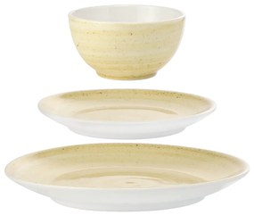 Set 18 Piese Farfurii Tera Celis Galben-Ocru ( Farfurie Mare 26cm, Farfurie Mica 21cm, Bol 450ml )