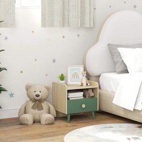AIYAPLAY Noptieră pentru copii noptieră copil cu sertar și nișă, mică măsuță din lemn pentru cameră copil | Aosom Romania