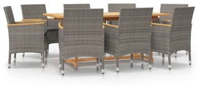 Set mobilier de gradina cu perne, gri, 9 piese Gri, 9