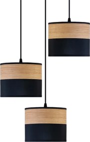 Lustră suspendată pe cablu ALBA, 3xE27/15W/230V, Ø 40 cm, negru/maro