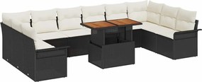 vidaXL Set de canapele pentru grădină 11 pcs Negru Rattan poli