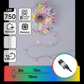 Aigostar - Ghirlandă LED de exterior pentru Crăciun 750xLED/8 funcții 78m IP44 multicolor