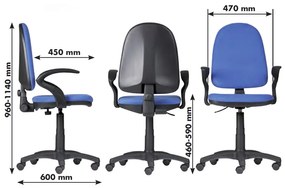 Scaun de lucru Torino cu cotiere, gri