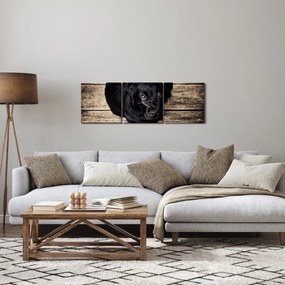 Tablou cu cățeluș negru (cu ceas) (90x30 cm)