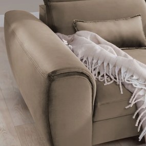 Colțar maro deschis extensibil/cu spațiu de depozitare cu tapițerie din catifea (cu colț pe partea dreaptă/cu șezlong) Foble – ELTAP