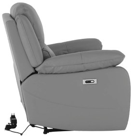 Fotoliu de relaxare, piele / piele ecologică gri VIVAN