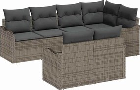 vidaXL Set de canapele pentru grădină cu pernă 7 pcs Gri Rattan poli