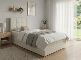Pat tapițat boxspring DIRELIS VIBE 90x200 cm cremova Saltea: Saltea cu arcuri Bonell