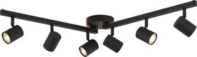 Spot de tavan modern negru cu 6 lumini GU10 de 50 mm cu iluminare de fundal și întrerupător cu 3 căi - Back Up