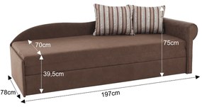 Divan extensibil, maro/cu perne modelate, dreapta, AGA D