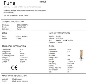 Veioza / Lampa de masa design elegant Fungi negru/fumuriu