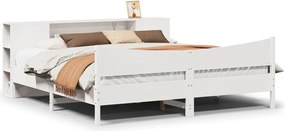vidaXL Cadru de pat fără saltea, alb, 200x200 cm, lemn masiv pin