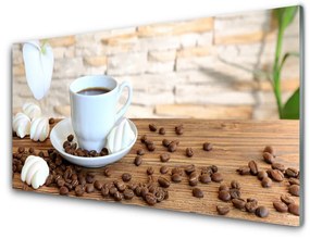Tablouri acrilice Fasole ceașcă de cafea Bucatarie Alb Brun
