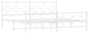 376300 vidaXL Cadru de pat metalic cu tăblie, alb, 200x200 cm