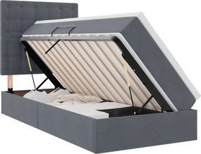 vidaXL Pat cu saltea și LED cu saltea Gri închis 90 x 200 cm Catifea