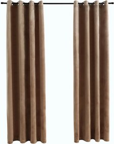 vidaXL Draperii opace cu inele, 2 buc., bej, 140 x 225 cm, catifea