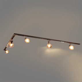 Sistem de iluminat modern pe șină cu 5 spoturi negre monofazate - Iconic Lava