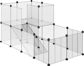 PawHut Țarc Modular pentru Animale de Talie Mică cu Panouri și Accesorii, 140x70x70 cm, Negru | Aosom Romania