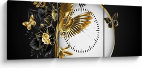 Tablou - Bile cu motive aurii (cu ceas) (90x30 cm)