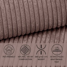 Colțar mov extensibil/cu spațiu de depozitare cu tapițerie din catifea reiată (cu colț pe partea stângă/în formă de ”L”) Tonga – Maison de Rêve