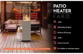 Șemineu de exterior pe gaz Planika Faro GAS 142x36 cm 8kW gri + capac de protecție