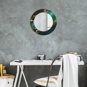 Oglinda rotunda cu rama imprimata Green de marmură fi 50 cm