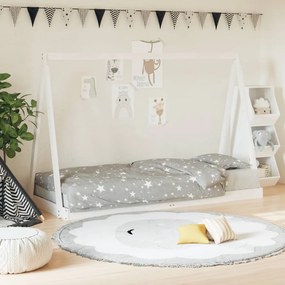 834535 vidaXL Cadru de pat pentru copii, alb, 80x200 cm, lemn masiv de pin