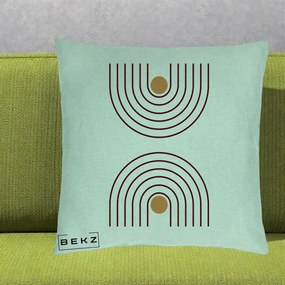 Perna Decorativa Geometric Boho Arc, 40x40 cm, Verde Menta, Husa Detasabila, Perna Inclusa, BEKZ®