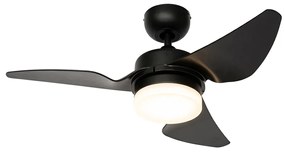 Ventilator de tavan negru 86,7 cm incl. LED cu dimmer cu telecomandă - Yuki