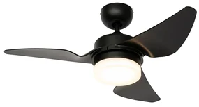 Ventilator de tavan negru 86,7 cm incl. LED cu dimmer cu telecomandă - Yuki