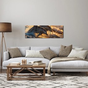 Tablou - Delfinii (cu ceas) (90x30 cm)