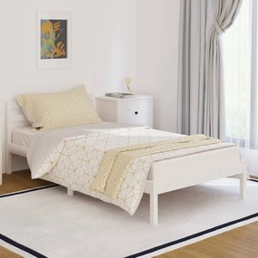 810421 vidaXL Cadru de pat, alb, 100x200 cm, lemn masiv de pin