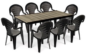 Lagos Large 8+1 kerti bútor garnitúra szett kőris-grafit