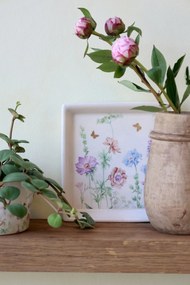 Tavă din ceramică crem cu model floral „Papillon”