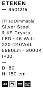 Lustra LED design circular, Otel, Argintiu, Cristal K9, ETEKEN NVL-9501215