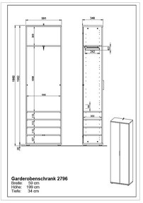 Dulap în decor de stejar 59x199 cm Fremont - Germania