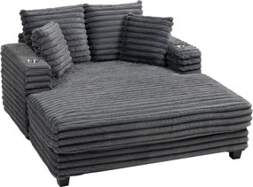HOMCOM Chaiselongue 2 locuri canapea extensibilă mare 134 x 151 cm cu suport pentru pahare pentru living, gri | Aosom Romania