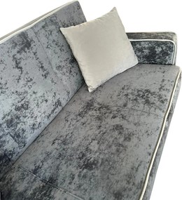 Canapea SAMY NEXT extensibila, 2 locuri, cu lada de depozitare, catifea plusata gri, cadru metalic, 152x100x92 cm Gri, catifea plusata