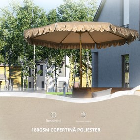 Outsunny Umbrela pentru gradina cu inclinare si manivela, Umbrela de exterior pentru masa cu acoperis dublu, kaki | Aosom Romania