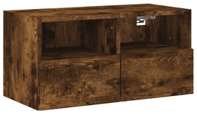 836862 vidaXL Comodă TV de perete stejar fumuriu 60x30x30 cm lemn prelucrat