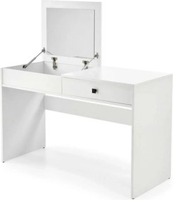 Masa de toaleta MEGAN, alb, PAL laminat, cu oglinda, 120x50x76 cm