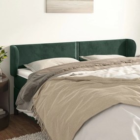 vidaXL Tăblie de pat cu aripioare verde închis 183x23x78/88 cm catifea