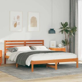 vidaXL Cadru de pat Maro ceruit 150 x 200 cm Lemn de brad solid